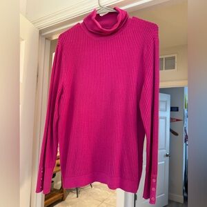 Talbots Fuchsia Ribbed Turtleneck Sweater